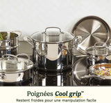 Batterie de cuisine - Tous feux dont induction - CUISINART - 77-11G - Acier inoxydable - 11 pieces