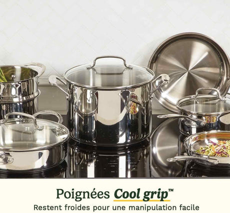 Batterie de cuisine - Tous feux dont induction - CUISINART - 77-11G - Acier inoxydable - 11 pieces