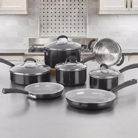 Batterie de cuisine - Tous feux dont induction - CUISINART - 54C11BKEU - Céramique - Antiadhésif - 11 pieces
