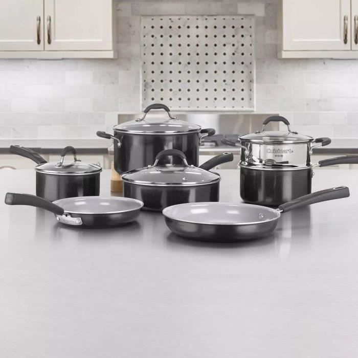 Batterie de cuisine - Tous feux dont induction - CUISINART - 54C11BKEU - Céramique - Antiadhésif - 11 pieces