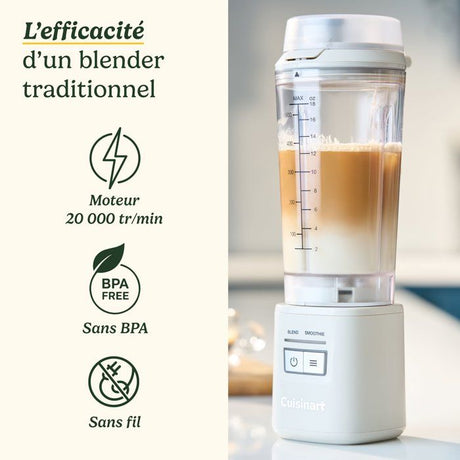 Blender - CUISINART - PBL100E Blast&Go - 120 W - 500 ml - 50 dB - Blanc
