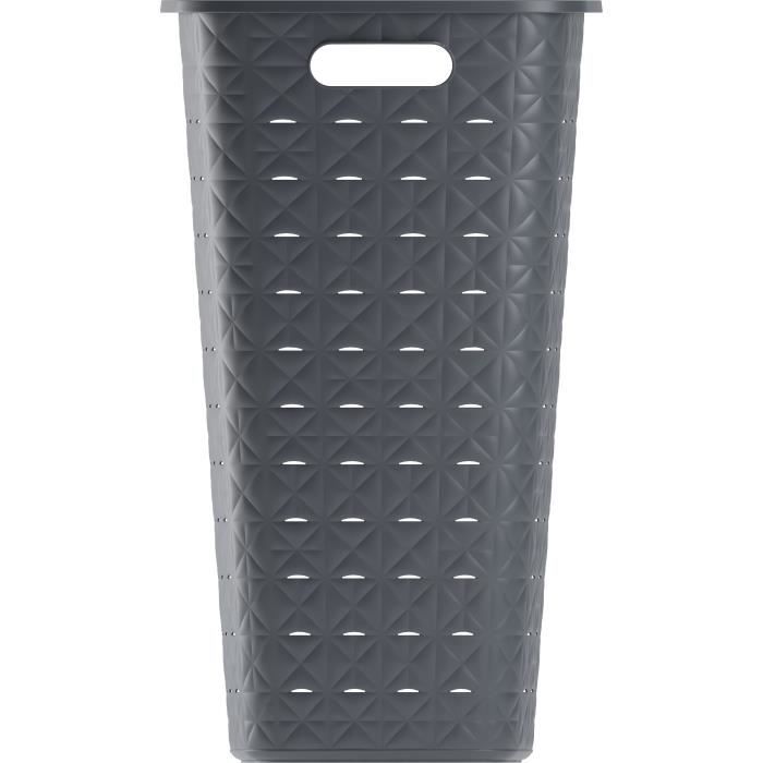 Corbeille a Linge - CURVER - Softex - 56L - 70% recyclé - 59 x 43 x 34 cm - Gris