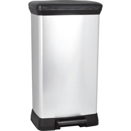 Poubelle a Pédale - 50 L - Aspect Métal - Curver
