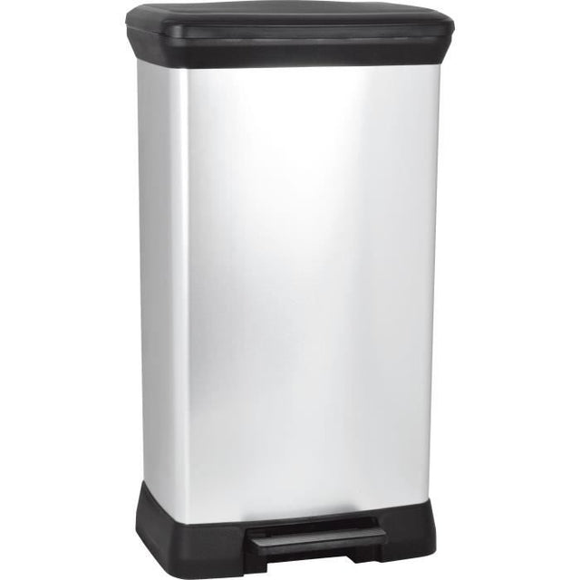 Poubelle a Pédale - 50 L - Aspect Métal - Curver