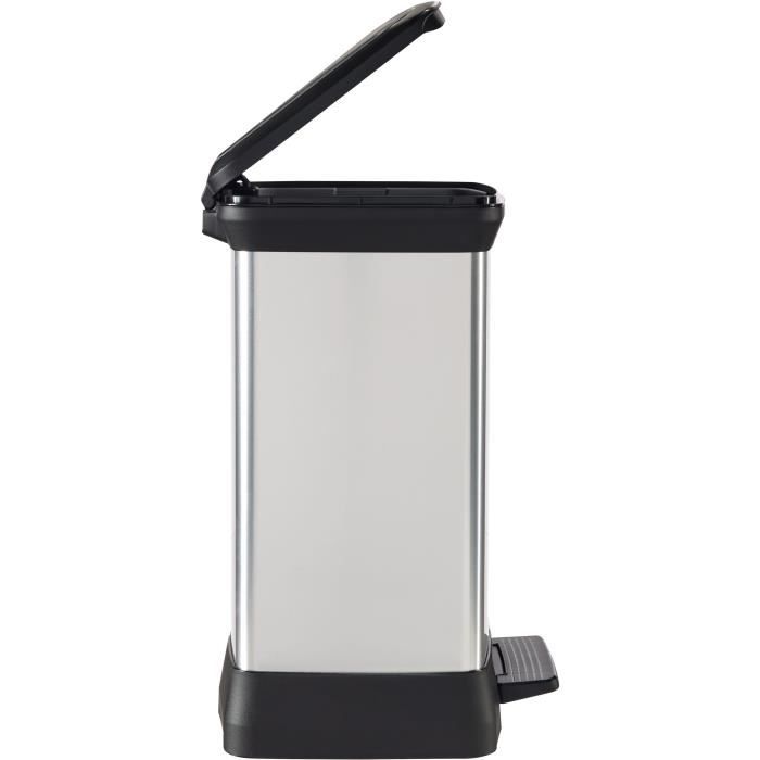 Poubelle a Pédale Rectangulaire - DECO BIN - 30 L - Gris Métallisé - Curver