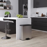 Poubelle a Pédale Rectangle - DECO BIN - 65 L - Gris Métallisé - Curver