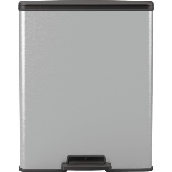 Poubelle a Pédale Rectangle - DECO BIN - 65 L - Gris Métallisé - Curver
