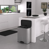 Poubelle a Pédale Rectangle - DECO BIN - 65 L - Gris Métallisé - Curver