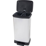 Poubelle a Pédale - DECO BIN DUO RECTANGLE - 46 L (23+23L) - Gris Métallisé - Curver