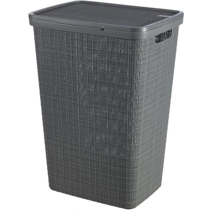 Coffre a Linge - CURVER - Jute 58L - 70% Plastique Recyclé - 34x43x60 cm - Contemporain