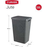 Coffre a Linge - CURVER - Jute 58L - 70% Plastique Recyclé - 34x43x60 cm - Contemporain