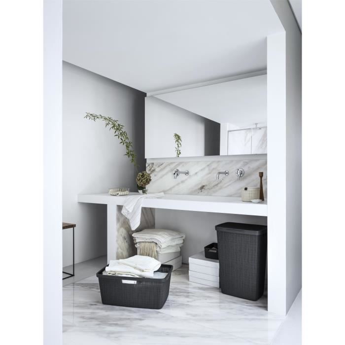 Coffre a Linge - CURVER - Jute 58L - 70% Plastique Recyclé - 34x43x60 cm - Contemporain