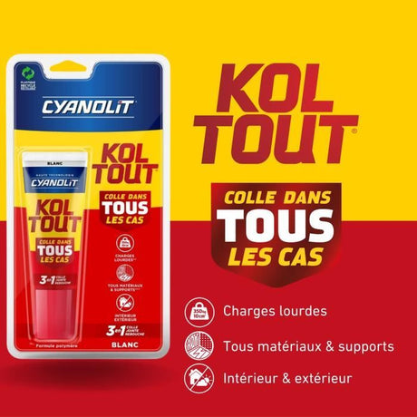 Colle de fixation et d'étanchéité - CYANOLIT - Blanc - Blister 50ml - Pratique pour petites réparations - Polyvalente et résistante