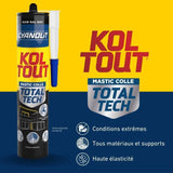 Colle de fixation et d'étanchéité - CYANOLIT - Total tech - Noir - Cartouche 290 ml - Polyvalente - Haute résistance et flexible