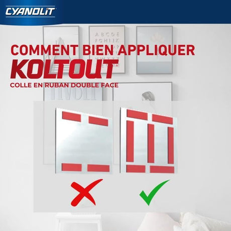 Ruban adhésif double face - CYANOLIT - Ruban extra fin - Ultra fin - Haute adhérence - Discret et résistant