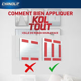Ruban adhésif double face - CYANOLIT - Koltout ruban XL - 7,5 m x 19 mm - Haute adhérence - Discret et résistant