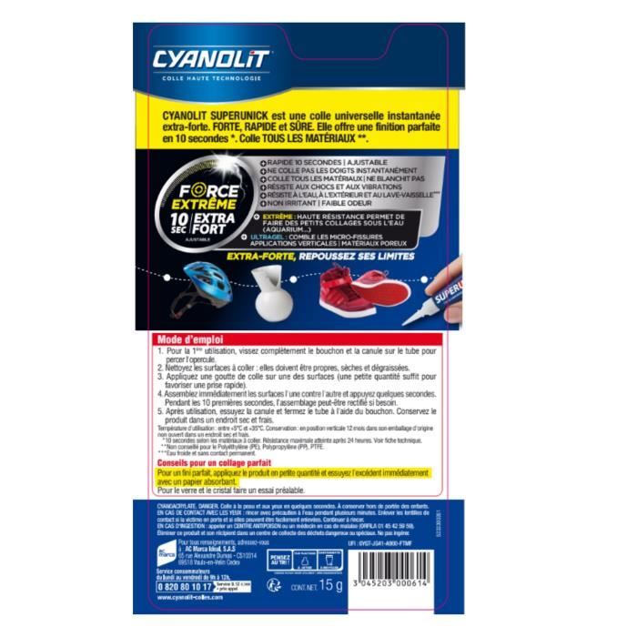 Colle réparatrice - CYANOLIT - Super unick instant pro - 20 g - Haute résistance - Fixation rapide