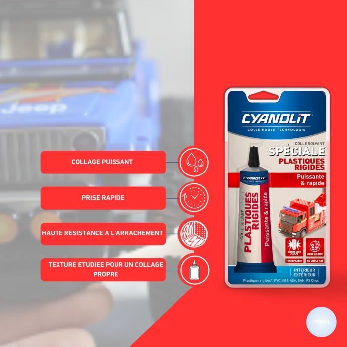 Colle spéciale plastiques - CYANOLIT - Fixation forte - Polyvalente pour plastiques