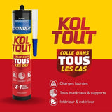 Colle de fixation et d'étanchéité - CYANOLIT - Blanc - Cartouche 290 ml - Polyvalente - Résistant et flexible
