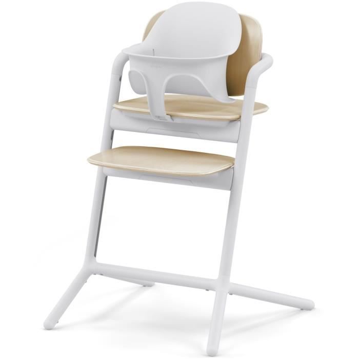 CYBEX - Chaise haute Èvolutive - Pack 3 en 1 -  LEMO 2 - Blanc/ Bois - RÈglable en hauteur et en profondeur - Set bÈbÈ inclus
