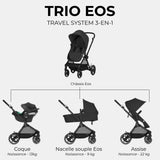 CYBEX Pack Poussette Trio EOS BLACK Moon Black : Poussette convertible 2en1 + Siege auto Aton B2 i-size + Hamac convertible Nacelle