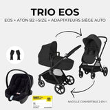CYBEX Pack Poussette Trio EOS BLACK Moon Black : Poussette convertible 2en1 + Siege auto Aton B2 i-size + Hamac convertible Nacelle