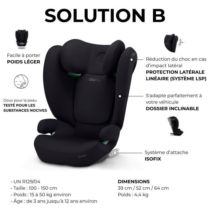 Siege auto Cbx by Cybex Solution B i-Fix 3 a 12 ans - 15 a 50 kg - 100 a 150 cm - Black