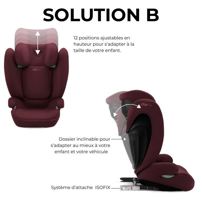 Siege auto Cbx by Cybex Solution B i-Fix 3 a 12 ans - 15 a 50 kg - 100 a 150 cm - Rouge