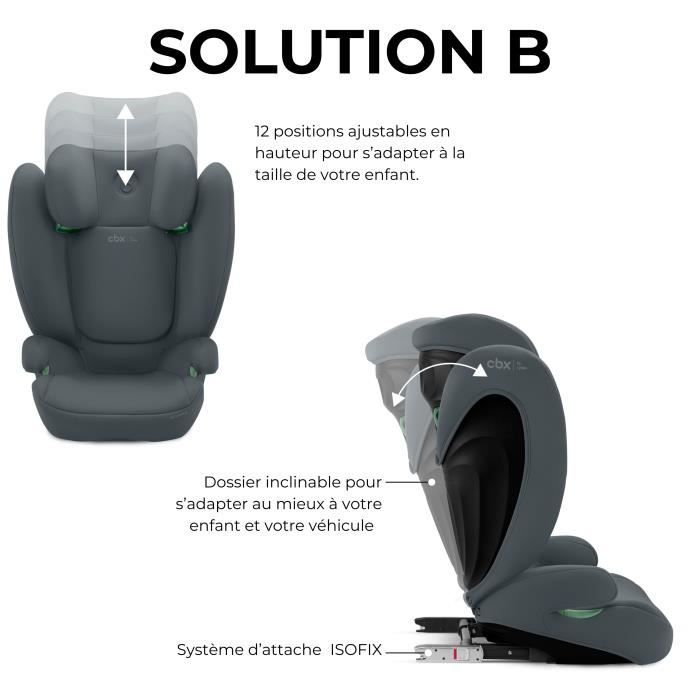 Siege auto Cbx by Cybex Solution B i-Fix 3 a 12 ans - 15 a 50 kg - 100 a 150 cm - Gris