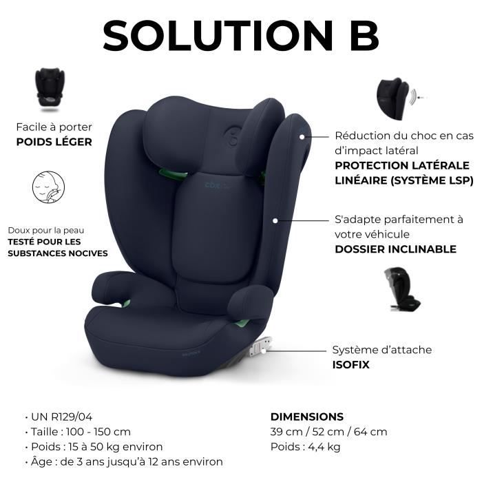 Siege auto Cbx by Cybex Solution B i-Fix 3 a 12 ans - 15 a 50 kg - 100 a 150 cm - Bleu