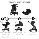 CYBEX Poussette trio EOS PLUS + Cloud G : poussette convertible + siege auto naissance allongeable+nacelle transformable en assise
