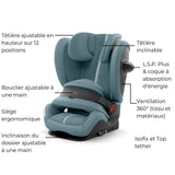 Siege auto Pallas G i-size Cybex Gold 76 a 150 cm - 9 a 50 kg - 15 mois a 12 ans - Stormy Blue Light Blue (Plus)