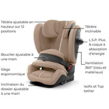 Siege auto Pallas G i-size Cybex Gold 76 a 150 cm - 9 a 50 kg - 15 mois a 12 ans - Almond beige (Plus)