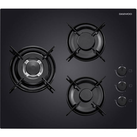Plaque de cuisson a gaz - DAEWOO - 3 foyers - 60 cm - BH6GKR21BNL - Noir