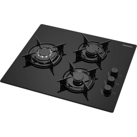 Plaque de cuisson a gaz - DAEWOO - 3 foyers - 60 cm - BH6GKR21BNL - Noir