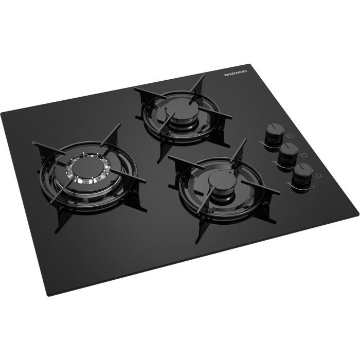 Plaque de cuisson a gaz - DAEWOO - 3 foyers - 60 cm - BH6GKR21BNL - Noir
