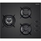 Plaque de cuisson a gaz - DAEWOO - 3 foyers - 60 cm - BH6GKR21BNL - Noir