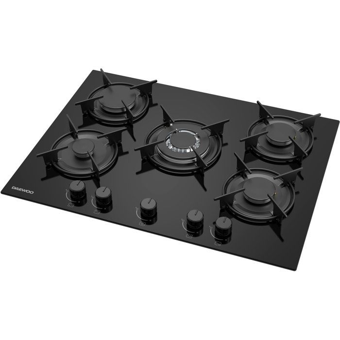 Plaque de cuisson a gaz - DAEWOO - 5 foyers - 70 cm - BH7GKF51BNM - Noir