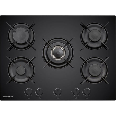Plaque de cuisson a gaz - DAEWOO - 5 foyers - 70 cm - BH7GKF51BNM - Noir