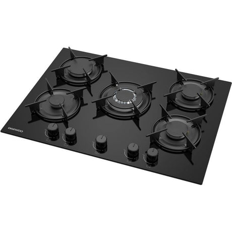 Plaque de cuisson a gaz - DAEWOO - 5 foyers - 70 cm - BH7GKF51BNM - Noir