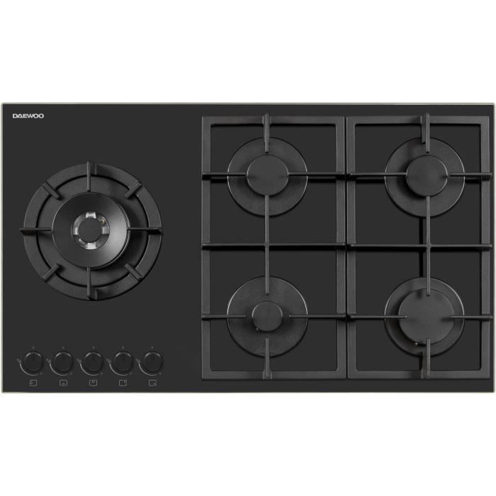 Plaque de cuisson a gaz - DAEWOO - 5 foyers - 90 cm - BH9GKF51BNH - Noir