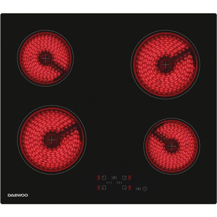 Plaque de cuisson vitrocéramique - DAEWOO - 4 foyers - 60 cm - BH6VTF27BNM - Noir