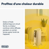 Radiateur bain d'huille Dragon4 DELONGHI - 1500W - 3 allures de chauffe - Technologie Real Energy - Effet cheminÈe