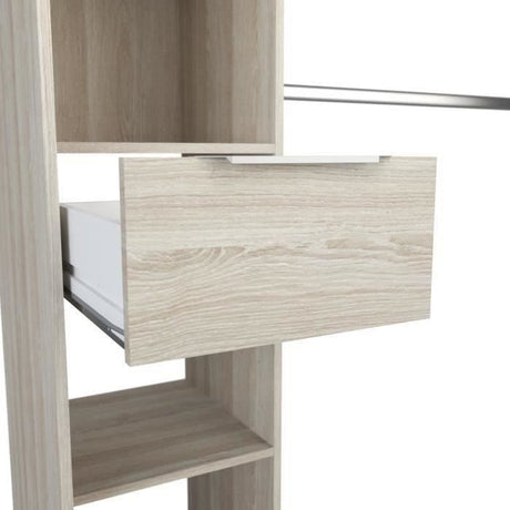 Dressing double extensible - Décor chene + rideau - DANA - L 115/190 x P 50 x H 203 cm - DEMEYERE