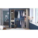 Dressing double extensible - Décor chene + rideau - DANA - L 115/190 x P 50 x H 203 cm - DEMEYERE
