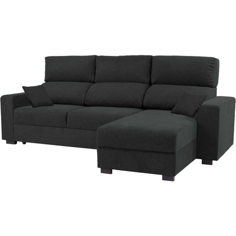 Canapé d'angle convertible réversible - 3 places - DANY - Tissu Gris - Coffre - 262 x 149 x 100 cm - CONFORTEAM