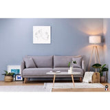 CanapÈ Fixe 3 places DAREN -Tissu Gris clair - Style scandinave -2 Coussins DÈco - L 207 x P 90 x H 88 cm