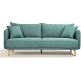 HEXAGONE - DAREN CanapÈ Fixe 3 places - Tissu Bleu - L 207 x P 90 x H 88 cm