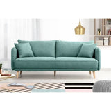 HEXAGONE - DAREN CanapÈ Fixe 3 places - Tissu Bleu - L 207 x P 90 x H 88 cm