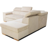 Canapé d'angle convertible réversible 5 places DAYTONA - Velours côtelé beige - Coffre de rangement - L 260 x H 94 x P 216 cm